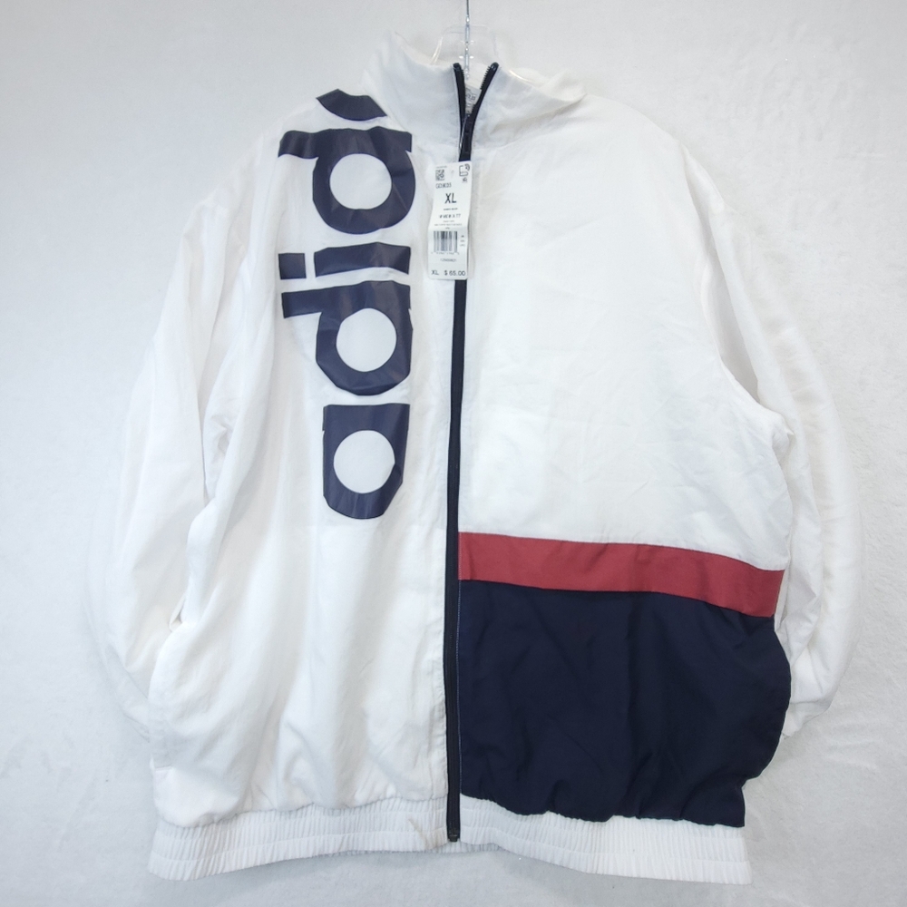 NEW Adidas Track Jacket Windbreaker White Red Black GD9035 Women’s Size XL